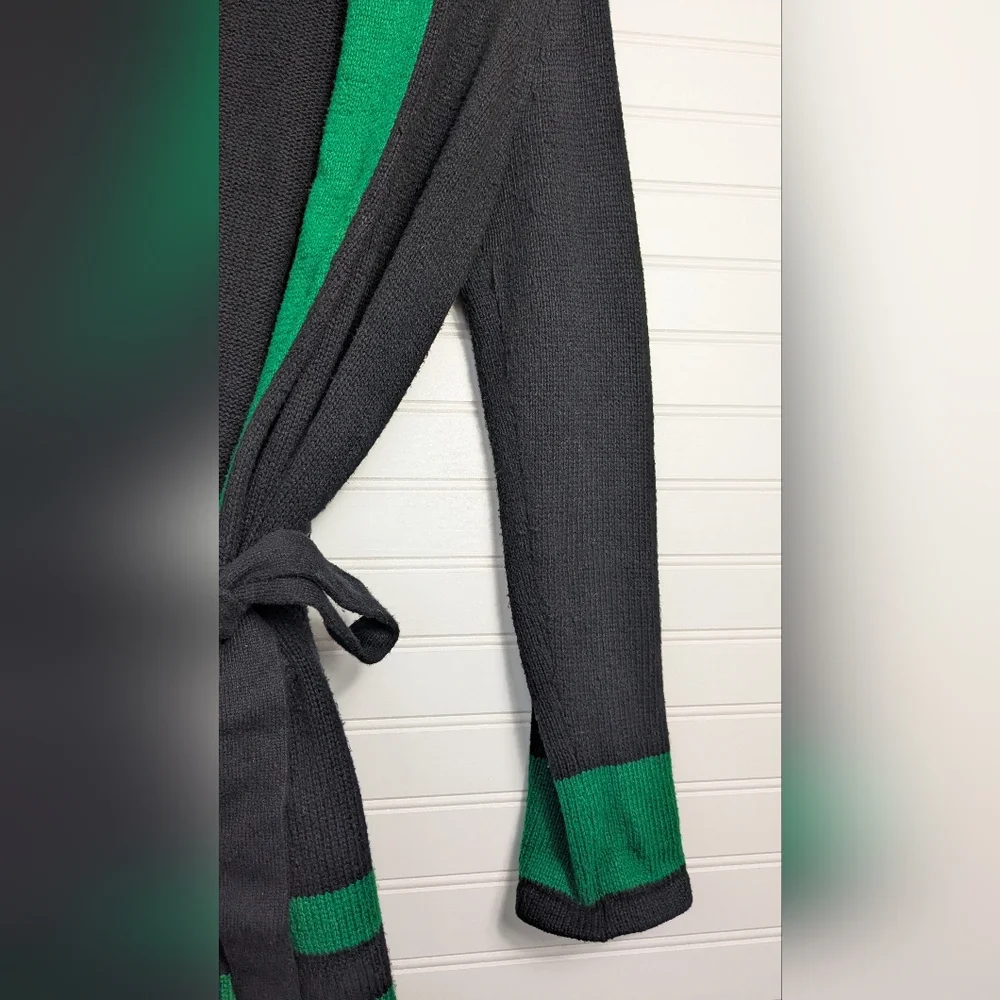 Lauren Ralph Lauren Navy and Green Belted Shawl Cardigan M - Picture 5 of 11